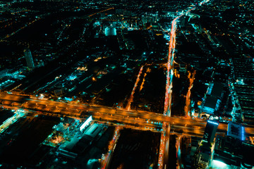 Expressway Top Aerial view, Road traffic an important infrastructure, Road and Roundabout.