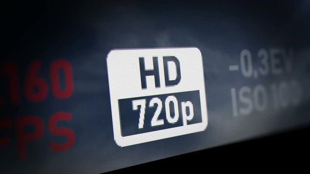 HD(high-definition) Label of Camera Interface on Monitor Screen.