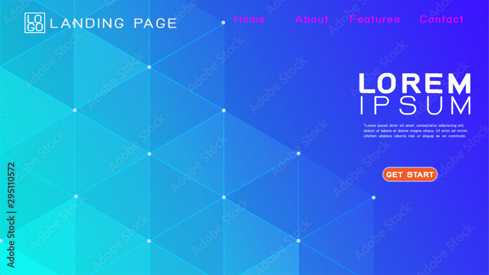 Poster landing page template with abstract colorful gradient geometric and modern overlapping background. v