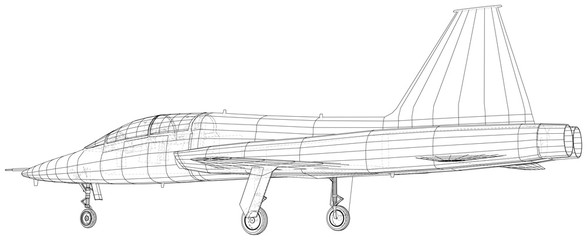 Plane vector, Vector wireframe concept. Created illustration of 3d.