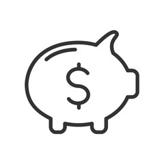 dollar sign piggy bank outline ui web icon. dollar sign piggy bank vector icon for web, mobile and user interface design isolated on white background