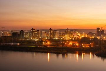 Fototapeta na wymiar view of the night city of Novokuznetsk