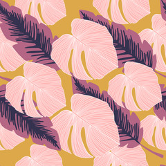 Tropical pattern, palm leaves seamless botanical background.