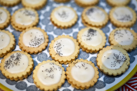 Mini german biscuits on tray