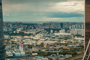 Panoramic view on Moscow. The view from the windows of the business center Moscow City . Russia. View from above
