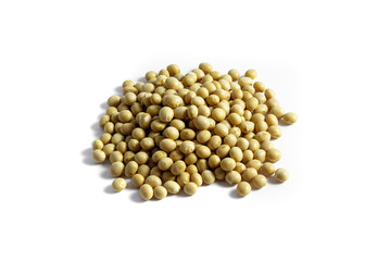 a pile of dried soybeans on white background