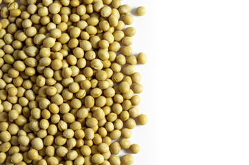a pile of dried soybeans on white background
