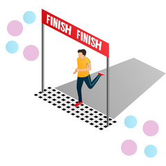 Run. Runner finishes. Vector illustration