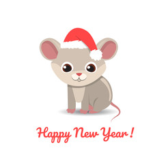 Happy new year illustration with cute rat