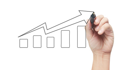 Hand drawing  chart, graph stock of growth