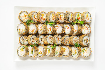 tasty sushi on the white background