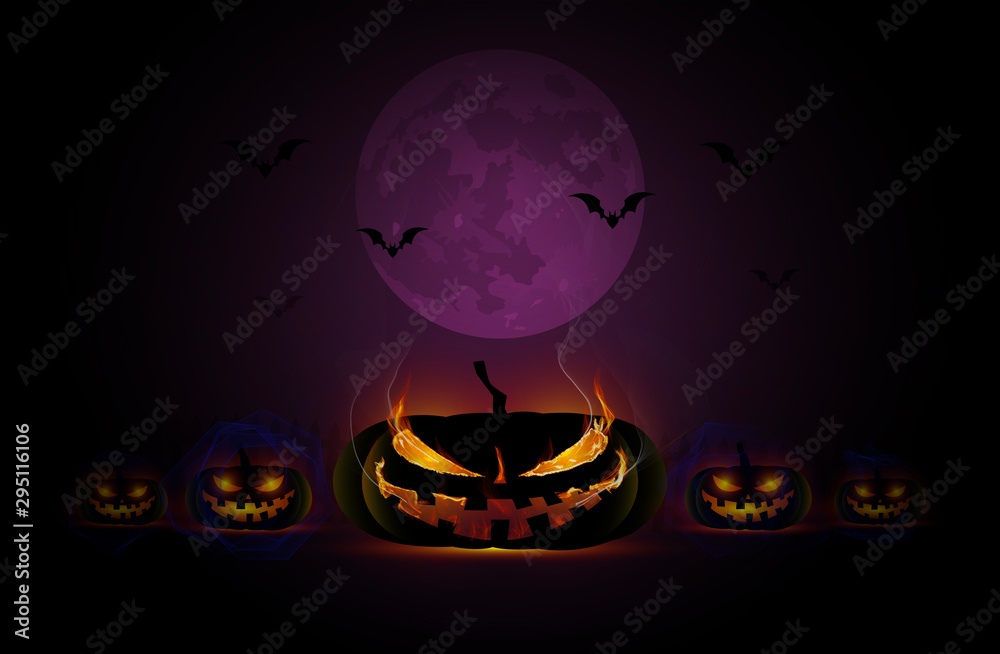 Wall mural zucca halloween, fuoco, in fiamme, paura, spaventoso,