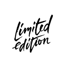 Limited edition. Ink handwritten lettering. Modern dry brush calligraphy. Typography poster design. Vector illustration.