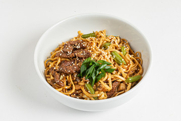 noodle with meat and vegetables