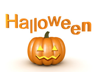 3D Jack o lantern pumpkin with halloween text above