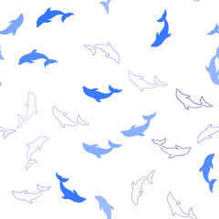 Fototapeta premium Light Pink, Blue vector seamless template with dolphins. Natural illustration with sea dolphins. Pattern for websites of animals.