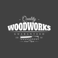 Carpentry label isolated on black background