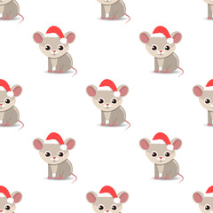 seamless pattern with new year cute rats