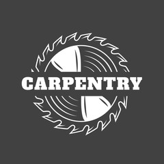 Carpentry label isolated on black background