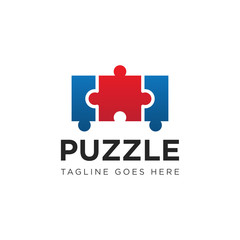 Obraz premium puzzle logo and icon vector illustration design template