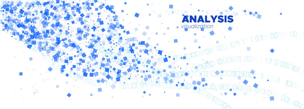 Matrix Codes. Blue Flow Particle Pattern. White 