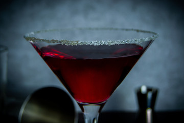 red cocktail with sugar rimming