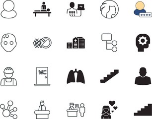 people vector icon set such as: hard, community, diagnosis, general purpose, portable, app, personal, hat, gears, lady, identity, valentine, character, therapist, happy, long, nature, nose, unisex