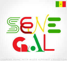 Country name with mixed alphabets isolated on white background : Vector Illustration