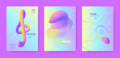 Electro Music Poster. Wave Gradient Blend. Disco 