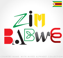 Country name with mixed alphabets isolated on white background : Vector Illustration