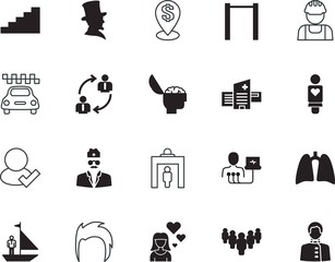 people vector icon set such as: hipster, repair, place, workman, choice, structure, engineering, website, city, privacy, usa, hard, christian, employment, workout, american, cardiology, system