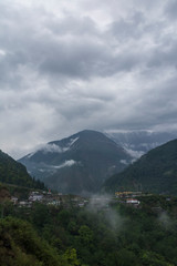 Naklejka na ściany i meble Cloudy Weather and Hilly terrain at Sikkim India