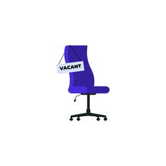 Office workplace, chair and inscription. We are Hiring people, employee search, vacancy. Flat vector illustration isolated white background.