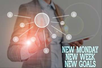 Conceptual hand writing showing New Monday New Week New Goals. Concept meaning Be positive every...