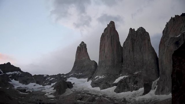 Mirador base de las Torres while backpacking in Torres del Paine National Park in Chilean Patagonia 