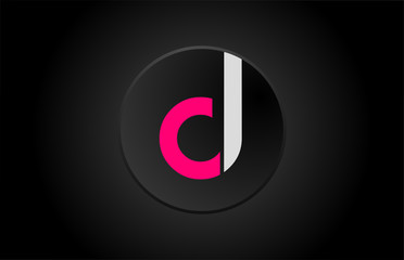 alphabet letter d black circle pink white logo icon design - obrazy, fototapety, plakaty