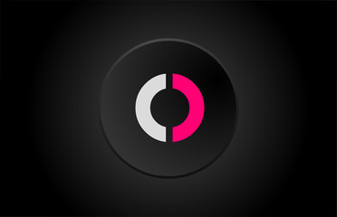 alphabet letter o black circle pink white logo icon design