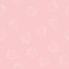Doodle hand drawn strawberry seamless pattern on white background. Sketched abstract food illustration. Background for gift wrapping paper, fabric, clothes, textile, surface textures, scrapbook.