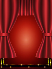 Background with red theatre curtain