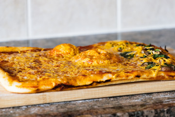 pizza with mushrooms and cheese