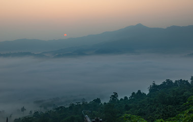 Magic of fog on mounutain