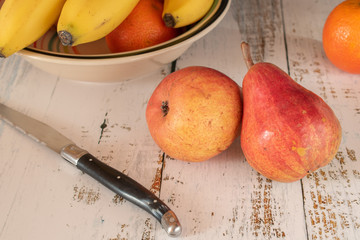 Two pears williams red on the table