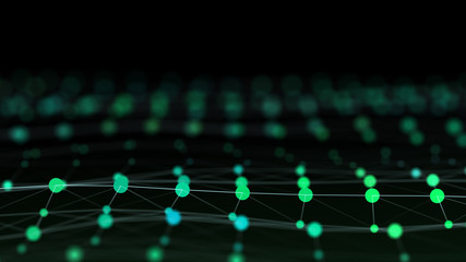 Abstract motion wave from shining particles connections.