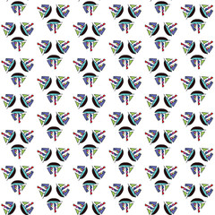 Hand drawn doodle cartoon ship triangular shape geometric seamless pattern isolated on white