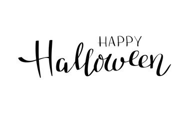 Happy Halloween vector lettering. Holiday calligraphy on white background