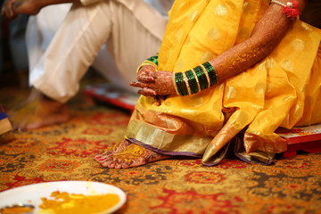 haldi ceremony in maharashtrian hindu marriage in India