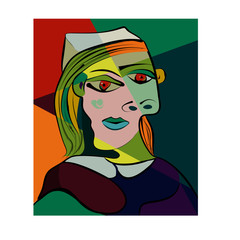 Colorful abstract background, cubism art style,portrait of maid