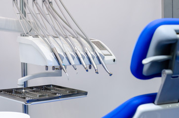 Dentist's office, dentist medical instruments. Dentist tools.