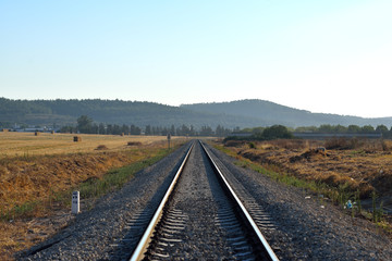 Fototapeta na wymiar Long straight Train rail view