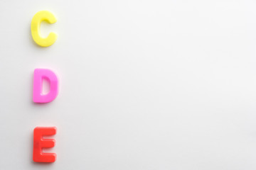 Letter to learn spelling,Colorful letter help children to learn on white background and copy space